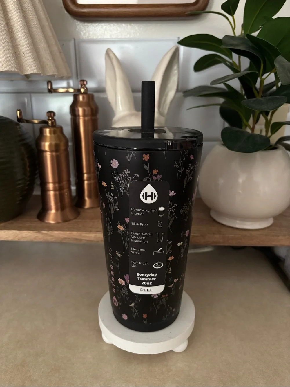 HYDROJUG Everyday Tumbler 20oz Midnight Floral Design Limited Edition!